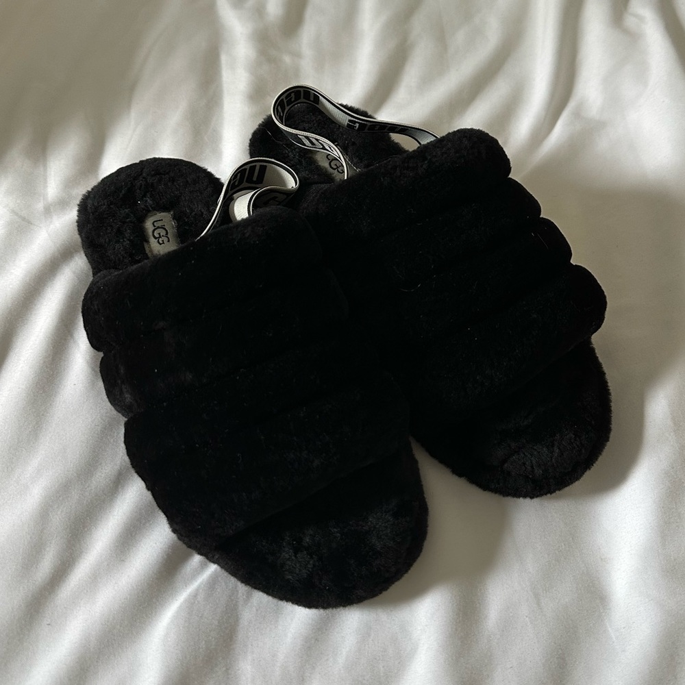 black ugg platform slippers size 10